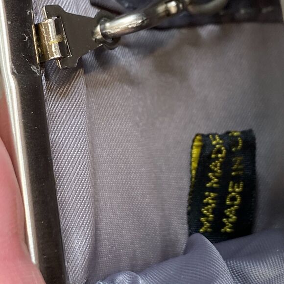 Kenneth Cole Reaction Purse Womens Silver Rolled Clutch Chain Strap Handbag - Picture 8 of 10